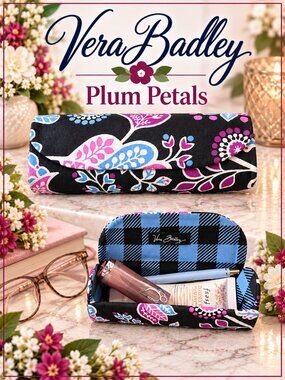Vera Bradley Plum Petals Hard Clamshell Sunglass / Eyeglass Case – Retired